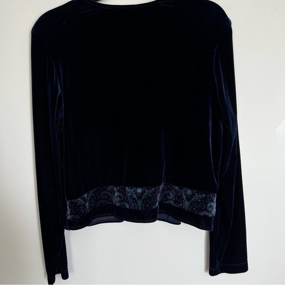 Vintage Rabbit Designs Velour Cardigan – Paisley Trim – Navy Blue – Size 12 - Picture 8 of 10